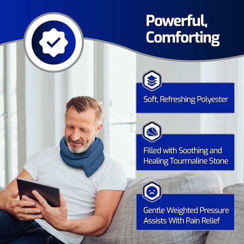 لفافة عنق للعلاج الساخن أو البارد (بطول 17.7 بوصة) - وسادة تدفئة للرقبة - وسادة تدفئة بالميكروويف من البوليستر الأزرق للرقبة والكتفين - وسادة تورمالين لغسل الحرارة والبارد in Kuwait