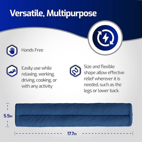 لفافة عنق للعلاج الساخن أو البارد (بطول 17.7 بوصة) - وسادة تدفئة للرقبة - وسادة تدفئة بالميكروويف من البوليستر الأزرق للرقبة والكتفين - وسادة تورمالين لغسل الحرارة والبارد in Kuwait