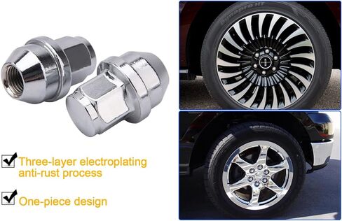 F150 صواميل العروة لـ 2015-2020 Ford F-150 Expedition Lincoln Navigator Factory Stock Wheels، 14x1.5mm قطعة واحدة كروم كبيرة صواميل (24 قطعة) in Kuwait