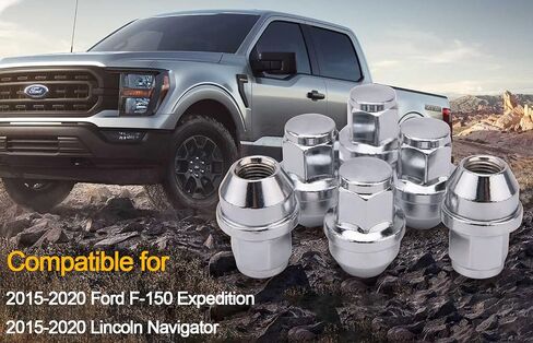 F150 صواميل العروة لـ 2015-2020 Ford F-150 Expedition Lincoln Navigator Factory Stock Wheels، 14x1.5mm قطعة واحدة كروم كبيرة صواميل (24 قطعة) in Kuwait