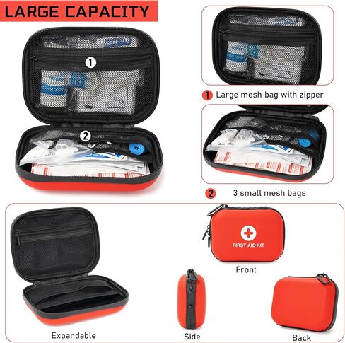 مجموعة الإسعافات الأولية 100 قطعة، مجموعات طبية فاخرة مضادة للماء للصدمات لأي حالات طوارئ، مثالية للمنزل والمكتب والسفر والخارج والسيارة والتخييم والمشي لمسافات طويلة وركوب القوارب، باللون الأحمر in Kuwait