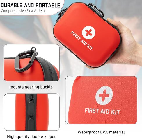 مجموعة الإسعافات الأولية 100 قطعة، مجموعات طبية فاخرة مضادة للماء للصدمات لأي حالات طوارئ، مثالية للمنزل والمكتب والسفر والخارج والسيارة والتخييم والمشي لمسافات طويلة وركوب القوارب، باللون الأحمر in Kuwait