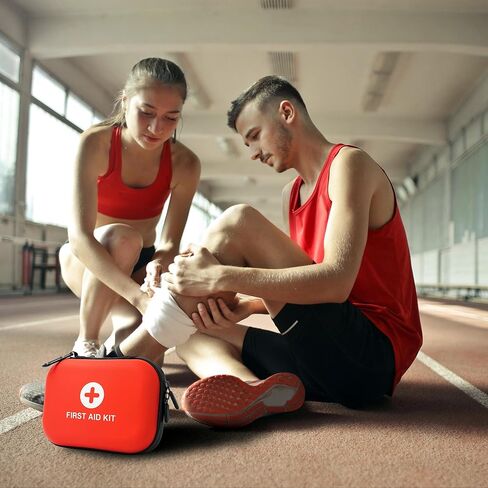مجموعة الإسعافات الأولية 100 قطعة، مجموعات طبية فاخرة مضادة للماء للصدمات لأي حالات طوارئ، مثالية للمنزل والمكتب والسفر والخارج والسيارة والتخييم والمشي لمسافات طويلة وركوب القوارب، باللون الأحمر in Kuwait