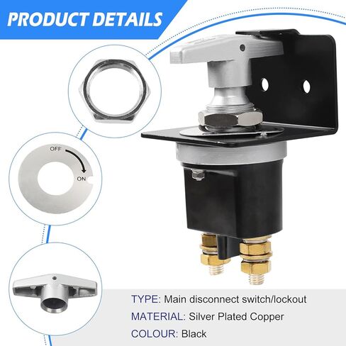 12 فولت-36 فولت 20247 مفتاح فصل البطارية مع لوحة القفل، مفتاح قتل البطارية، عازل مقبض ثابت للسيارة، RV والقارب in Kuwait