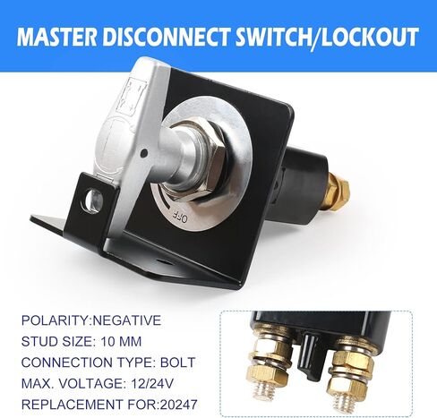 12 فولت-36 فولت 20247 مفتاح فصل البطارية مع لوحة القفل، مفتاح قتل البطارية، عازل مقبض ثابت للسيارة، RV والقارب in Kuwait