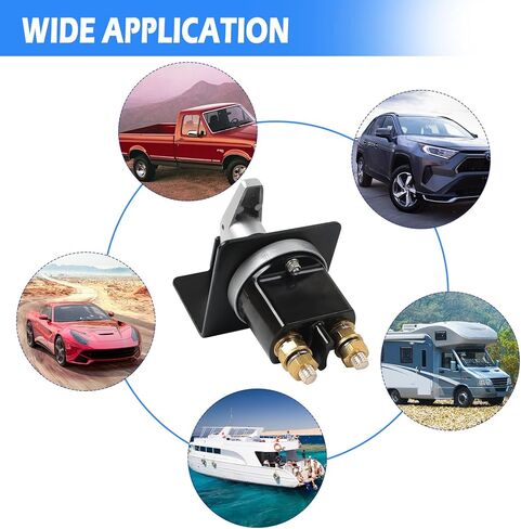 12 فولت-36 فولت 20247 مفتاح فصل البطارية مع لوحة القفل، مفتاح قتل البطارية، عازل مقبض ثابت للسيارة، RV والقارب in Kuwait