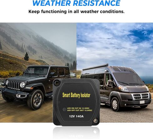 KEMIMOTO 12V 140A Dual Battery Isolator, Waterproof VSR Voltage Sensitive Relay Compatible with RVs, Vehicles, Cars, UTVs, Marine, Caravan, Polaris Ranger/General/RZR, Can-Am, Talon, Pioneer in Saudi Arabia