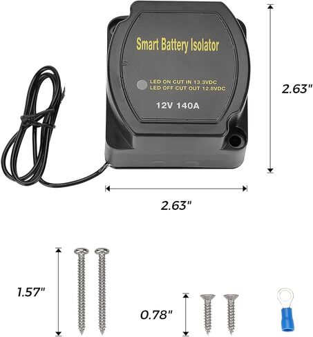 KEMIMOTO 12V 140A Dual Battery Isolator, Waterproof VSR Voltage Sensitive Relay Compatible with RVs, Vehicles, Cars, UTVs, Marine, Caravan, Polaris Ranger/General/RZR, Can-Am, Talon, Pioneer in Saudi Arabia