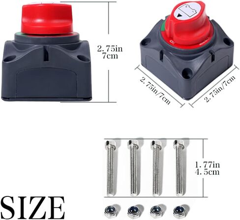 مفتاح البطارية، 12 فولت مقاوم للماء للخدمة الشاقة، قطع طاقة البطارية الرئيسية، عازل فصل، عازل البطارية عند إيقاف التشغيل، مفتاح قتل عالي التيار للسيارة RV البحرية والقوارب والمركبات ATV in Kuwait