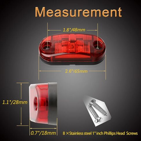 4 قطع 2 كهرماني + 2 مصباح مقطورات أحمر بيضاوي LED، مصباح LED صغير للعلامة الجانبية، مصابيح عالمية 12-24 فولت لتعريف الإشارة، لسيارة شاحنة قارب حافلة SUV Vans دراجة نارية شاحنة in Kuwait