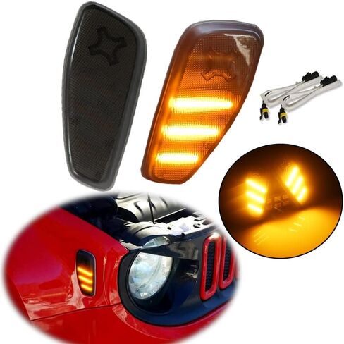 مجموعة مصابيح تحديد الجوانب LED بعدسات مدخنة من GTINTHEBOX لسيارة Jeep Renegade 2014 2015 2016 2017 2018 2019، قطعتان in Saudi Arabia