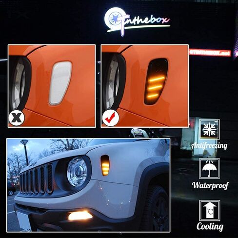 مجموعة مصابيح تحديد الجوانب LED بعدسات مدخنة من GTINTHEBOX لسيارة Jeep Renegade 2014 2015 2016 2017 2018 2019، قطعتان in Saudi Arabia