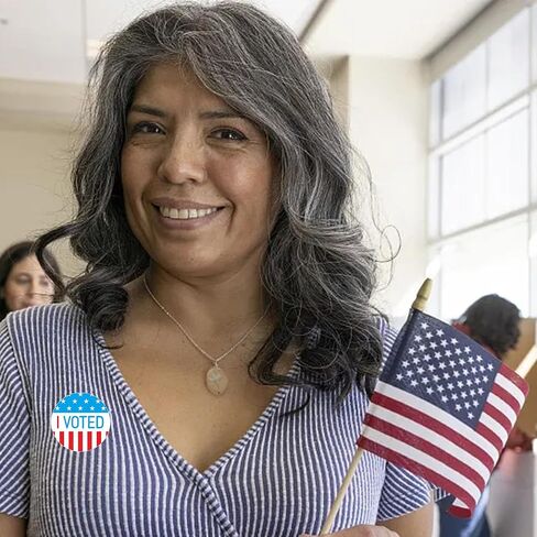 ملصقات I Voted ملصقات يوم الانتخابات مقاس 1 × 2 بوصة بيضاوية بنمط العلم الأمريكي - 500 ملصق لكل لفة (10 لفات) in Kuwait