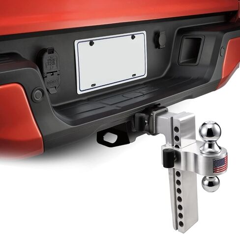 CZC AUTO قابل للتعديل مقطورة وصلة ربط الكرة جبل عرقوب الألومنيوم، 10 بوصة قطرة / ارتفاع، يناسب جهاز استقبال 2 بوصة، 2 ''و 2-5/16'' كومبو كرات سحب الفولاذ المقاوم للصدأ مع دبابيس وأقفال مزدوجة من الفولاذ المقاوم للصدأ in Kuwait