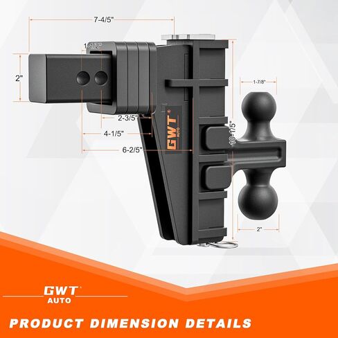 Dual-Ball Trailer Hitch, Fits 2-Inch Receiver, 6 Inch Drop/Rise Drop Cushioned Hitch, 25,000 LBS GTW-Tow Hitch for Truck with Double Pins, Solid Ball Mount, Black, Heavy Duty in Saudi Arabia
