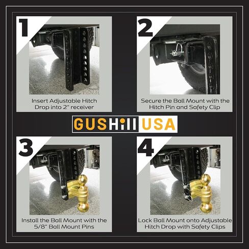 حامل كرة وصلة مقطورة قابل للتعديل في الولايات المتحدة الأمريكية، يناسب أجهزة الاستقبال مقاس 2 بوصة، قطرة 6 بوصة، مشابه لـ curt 45900 in Kuwait