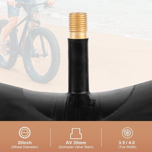 2 Pcs Fat Tire Tube, 20Inch/26Inch x 3.0/3.5/4.0 Bike Tube with AV35/FV33 Valve Stem, High Air Tightness Bicycle Butyl Inner Tube Replacement with Tire Levers for Fat Bikes, 2Packs in Saudi Arabia