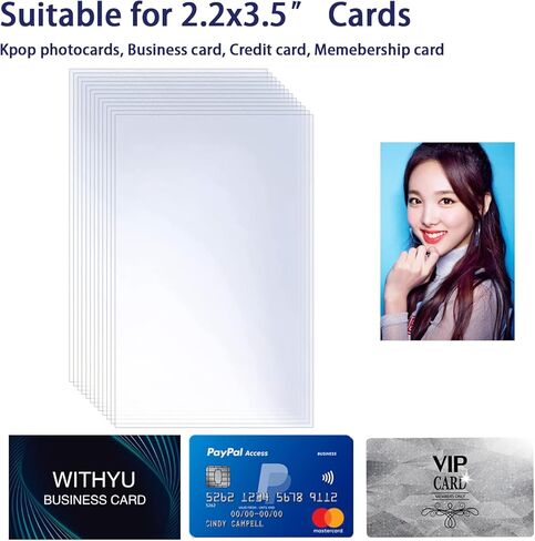 100 قطعة من أكمام بطاقات الصور الفوتوغرافية K-pop مقاس 2.2 × 3.5 بوصة، وأغلفة صور صغيرة فائقة الوضوح بسمك 58 × 89 مم بسُمك 8 ميلز، وواقي بطاقة التحميل العلوي لبطاقة العمل وبطاقة الائتمان وبطاقة العضوية in Kuwait