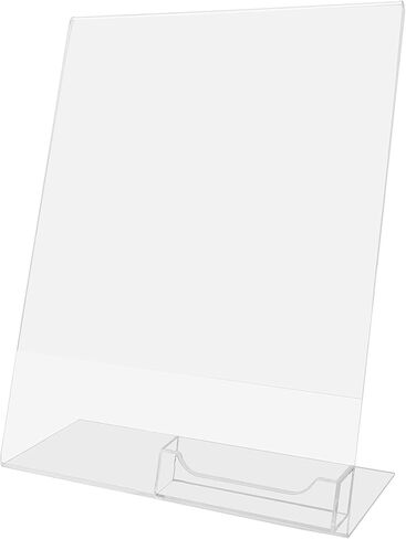 Dazzling Displays Clear Slanted Sign Holder Picture Frame 8.5 x 11 with Attached Business Card Holder Premium Acrylic Sign Holder for Office, Retail 1 in Saudi Arabia