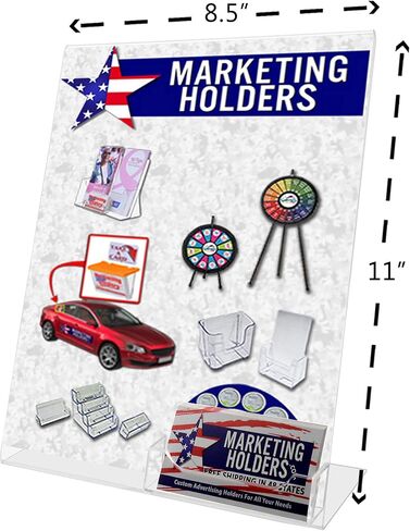 Dazzling Displays Clear Slanted Sign Holder Picture Frame 8.5 x 11 with Attached Business Card Holder Premium Acrylic Sign Holder for Office, Retail 1 in Saudi Arabia