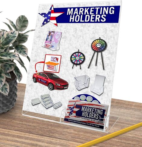 Dazzling Displays Clear Slanted Sign Holder Picture Frame 8.5 x 11 with Attached Business Card Holder Premium Acrylic Sign Holder for Office, Retail 1 in Saudi Arabia