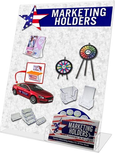 Dazzling Displays Clear Slanted Sign Holder Picture Frame 8.5 x 11 with Attached Business Card Holder Premium Acrylic Sign Holder for Office, Retail 1 in Saudi Arabia