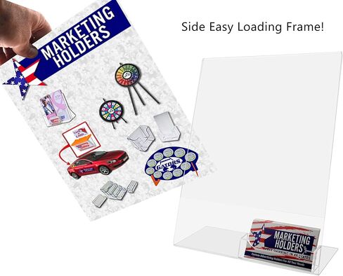 Dazzling Displays Clear Slanted Sign Holder Picture Frame 8.5 x 11 with Attached Business Card Holder Premium Acrylic Sign Holder for Office, Retail 1 in Saudi Arabia