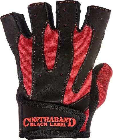 Contraband Black Label 5150 Mens Pro Leather Fingerless Weight Lifting Gloves - Durable Light - Medium Padded Split Leather Gym Gloves - Perfect Classic Lifting Gloves (Pair) in Saudi Arabia