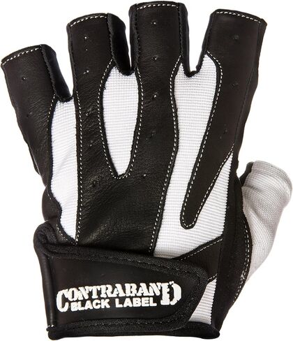 Contraband Black Label 5150 Mens Pro Leather Fingerless Weight Lifting Gloves - Durable Light - Medium Padded Split Leather Gym Gloves - Perfect Classic Lifting Gloves (Pair) in Saudi Arabia