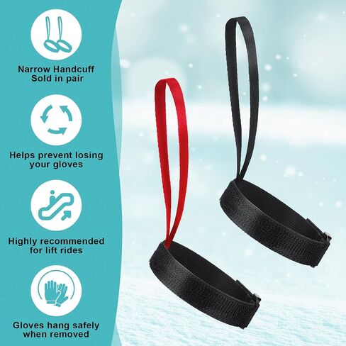 8 Pieces Sport Glove Strap Glove Leash Wrist Strap Ski Handcuff for Hanging Glove, Outdoor, Red, Black in Saudi Arabia