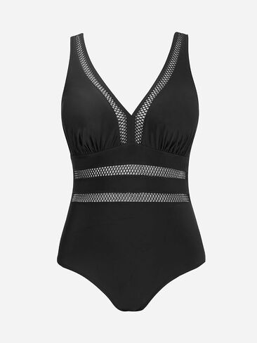 CUPSHE Women's One Piece Swimsuit Plus Size Bathing Suit V Neck Hollow Out Mesh Swimwear in Saudi Arabia
