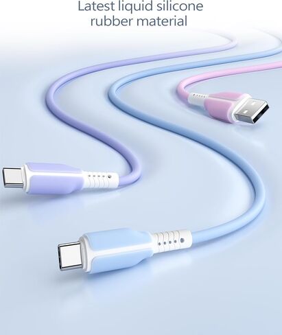 2024 Latest USB Type C Cable (3/6/10 FT) Fast Charging 3 Pack Silicone Short & Long Type C Charger Cable for Samsung,Switch,iPad Mini 6/ Pro 2021, MacBook Pro 2020 and More. in Saudi Arabia