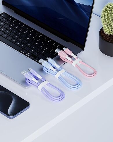 2024 Latest USB Type C Cable (3/6/10 FT) Fast Charging 3 Pack Silicone Short & Long Type C Charger Cable for Samsung,Switch,iPad Mini 6/ Pro 2021, MacBook Pro 2020 and More. in Saudi Arabia