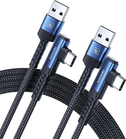 كابل USB C بالزاوية اليمنى، 2 حزمة 6.6 قدم USB A إلى USB C كابل شاحن 90 درجة سلك شحن سريع مضفر لهاتف iPhone 15/15 Plus/15 Pro/15 Pro Max/Samsung Galaxy S10 S10+، LG V30، Switch in Saudi Arabia