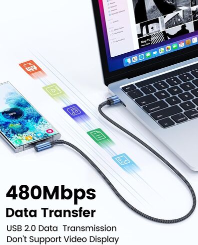 كابل USB C بالزاوية اليمنى، 2 حزمة 6.6 قدم USB A إلى USB C كابل شاحن 90 درجة سلك شحن سريع مضفر لهاتف iPhone 15/15 Plus/15 Pro/15 Pro Max/Samsung Galaxy S10 S10+، LG V30، Switch in Saudi Arabia