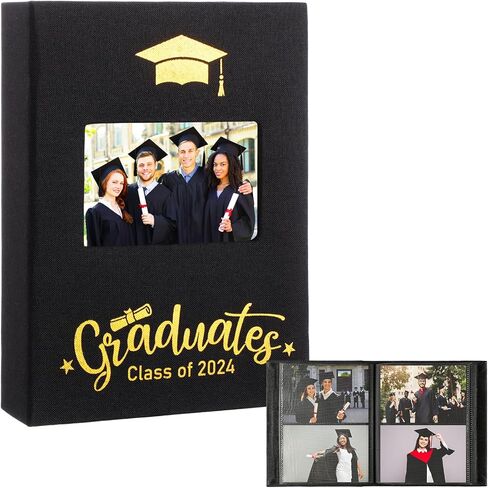 Class of 2024 200 Pocket Graduation Photo Album, 7 x 9 Inch Linen Fabric Cover Photo Books for 4 x 6 Inch Photos, Silk Print Frame Cover Picture Book for Photos Graduates Gifts Wedding Party in Saudi Arabia