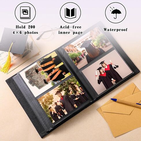 Class of 2024 200 Pocket Graduation Photo Album, 7 x 9 Inch Linen Fabric Cover Photo Books for 4 x 6 Inch Photos, Silk Print Frame Cover Picture Book for Photos Graduates Gifts Wedding Party in Saudi Arabia