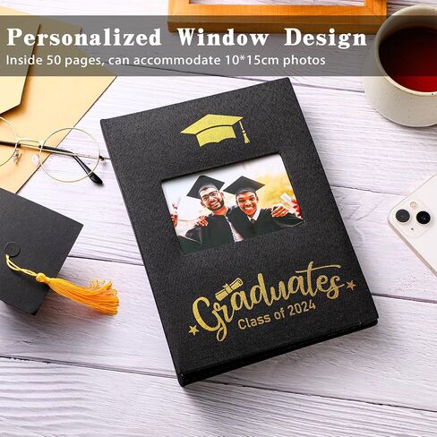 Class of 2024 200 Pocket Graduation Photo Album, 7 x 9 Inch Linen Fabric Cover Photo Books for 4 x 6 Inch Photos, Silk Print Frame Cover Picture Book for Photos Graduates Gifts Wedding Party in Saudi Arabia