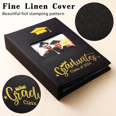 Class of 2024 200 Pocket Graduation Photo Album, 7 x 9 Inch Linen Fabric Cover Photo Books for 4 x 6 Inch Photos, Silk Print Frame Cover Picture Book for Photos Graduates Gifts Wedding Party in Saudi Arabia