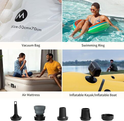 مضخة القارب المحمولة ماكس من فليكستايلجير، مضخة هواء كهربائية قابلة لإعادة الشحن للقوارب القابلة للنفخ، نفخ الهواء مع وظيفة الإيقاف التلقائي، شاشة LED في الوقت الحقيقي للقوارب المطاطية القابلة للنفخ in Kuwait