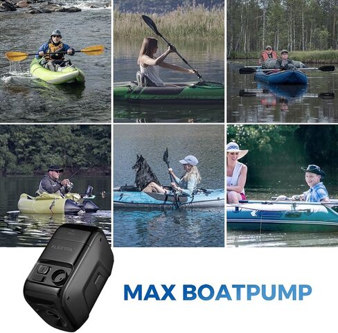 مضخة القارب المحمولة ماكس من فليكستايلجير، مضخة هواء كهربائية قابلة لإعادة الشحن للقوارب القابلة للنفخ، نفخ الهواء مع وظيفة الإيقاف التلقائي، شاشة LED في الوقت الحقيقي للقوارب المطاطية القابلة للنفخ in Kuwait
