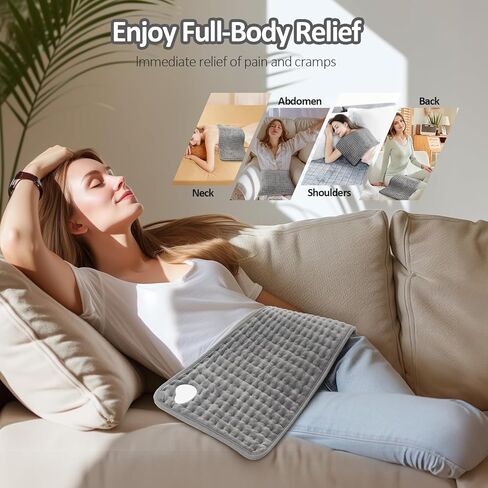 Heating Pad for Back Pain Cramps Relief,Electric Heating Pad for Neck and Shoulder,XL Heating Pad with Auto Shut Off,6 Heat Settings,Machine Washable,Gifts for Women, 12" x 24" in Kuwait