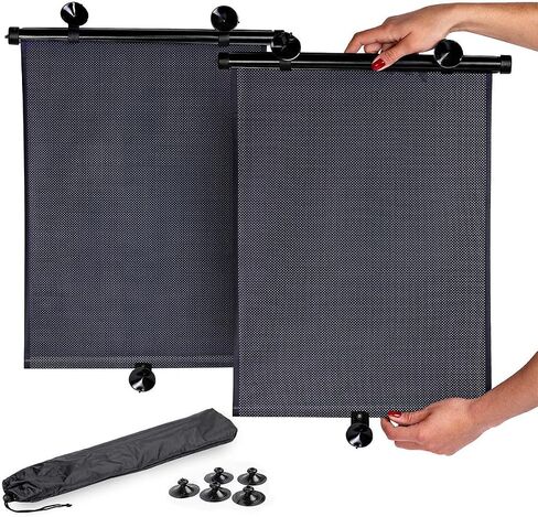 Car Rear Window Sunshade Screen - Premium Quality Mesh Cover, Blocks UV, Cling Back Surface, No Suction Cups Needed, for Baby, Pets and Kids Zento Deals (Back sunshade) in Saudi Arabia