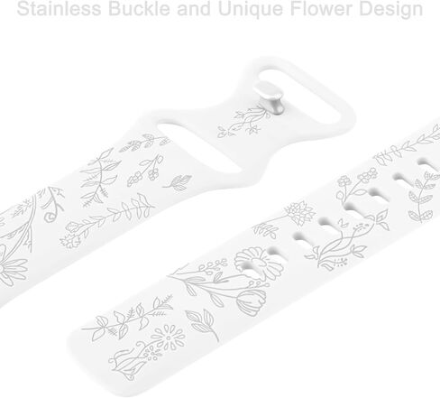 Vancle Silicone Floral Engraved Band Compatible with Fitbit Versa 4 Bands/Fitbit Versa 3 Bands Women Men, Soft Silicone Replacement Strap for Fitbit Sense 2 / Versa 4 Smart Watch in Saudi Arabia