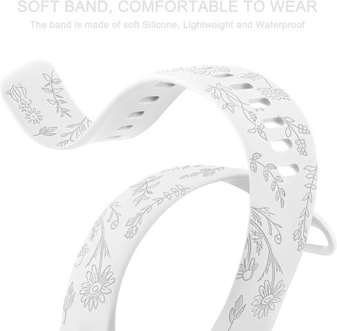 Vancle Silicone Floral Engraved Band Compatible with Fitbit Versa 4 Bands/Fitbit Versa 3 Bands Women Men, Soft Silicone Replacement Strap for Fitbit Sense 2 / Versa 4 Smart Watch in Saudi Arabia