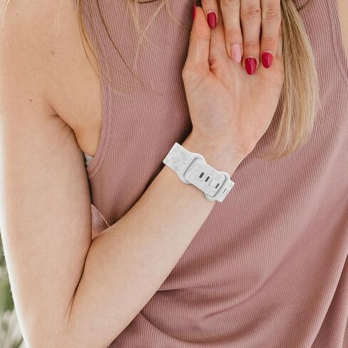 Vancle Silicone Floral Engraved Band Compatible with Fitbit Versa 4 Bands/Fitbit Versa 3 Bands Women Men, Soft Silicone Replacement Strap for Fitbit Sense 2 / Versa 4 Smart Watch in Saudi Arabia