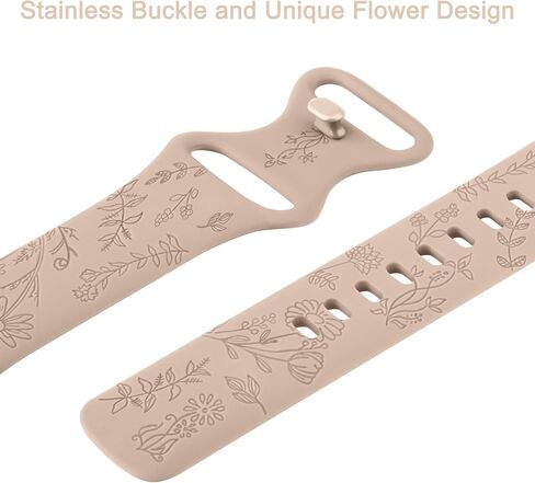 Vancle Silicone Floral Engraved Band Compatible with Fitbit Versa 4 Bands/Fitbit Versa 3 Bands Women Men, Soft Silicone Replacement Strap for Fitbit Sense 2 / Versa 4 Smart Watch in Saudi Arabia
