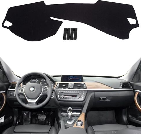 غطاء لوحة أجهزة القياس من الفلانيل متوافق مع 2012-2018 BMW 3 Series مضاد للوهج، مضاد للانعكاس، بدون رائحة غريبة - رمز الجسم Mfr فقط: F30 F31 F34 (أسود) in Saudi Arabia