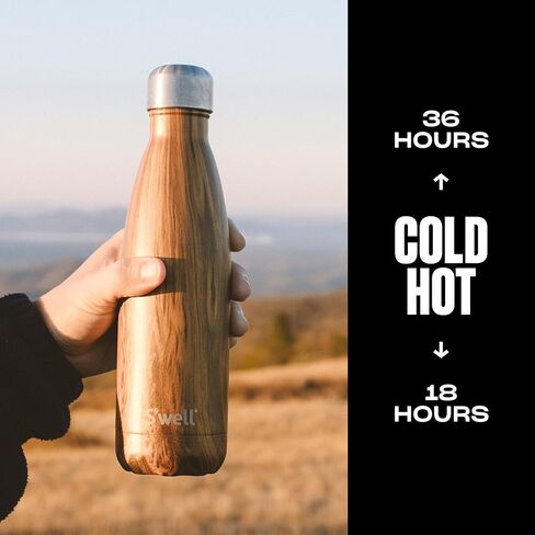 زجاجة مياه من الفولاذ المقاوم للصدأ من S'well، سعة 17 أونصة، ورد الجيود، حاويات معزولة بالفراغ ثلاثية الطبقات تحافظ على المشروبات باردة لمدة 36 ساعة وساخنة لمدة 18 ساعة، خالية من مادة BPA، مثالية للاستخدام أثناء التنقل in Kuwait
