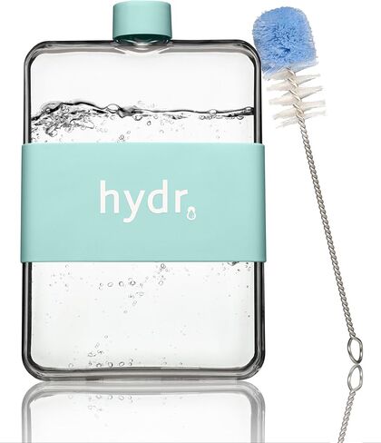 | زجاجة مياه مسطحة 15 أونصة للمحفظة وفرشاة تنظيف مرنة | زجاجة مياه مربعة خالية من مادة BPA | زجاجات مياه رفيعة مقاومة للتسرب/السقوط للسفر، زجاجة مياه صغيرة in Kuwait